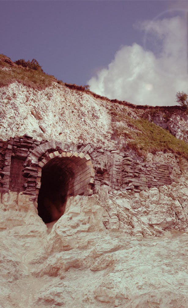 Late 1960's photograph of exposed cistern