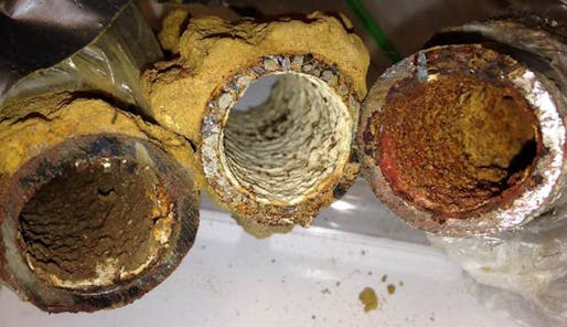 Lead-filled pipes from Flint. Image via theodysseyonline.com