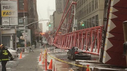 Collapsed crane Friday morning in Manhattan, image via abclocal.go.com.
