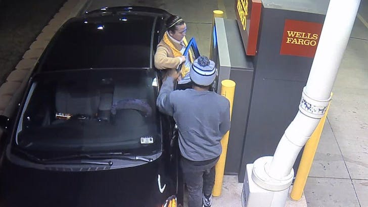 A woman is robbed at a remote ATM. Image: abc7.com.