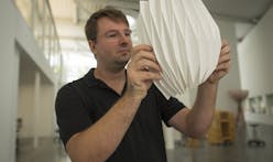 Joseph Choma demonstrates his nifty paperfolding technique for fiberglass