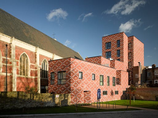 St Mary of Eton Church, Apartments and Community Rooms, Hackney Wick E9 by Matthew Lloyd Architects LLP. Photo © Benedict Luxmoore.