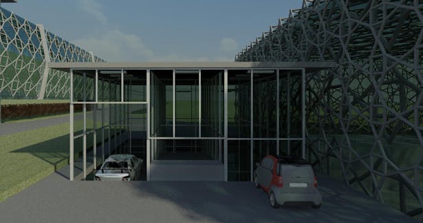 Car elevators connects to the parking lot